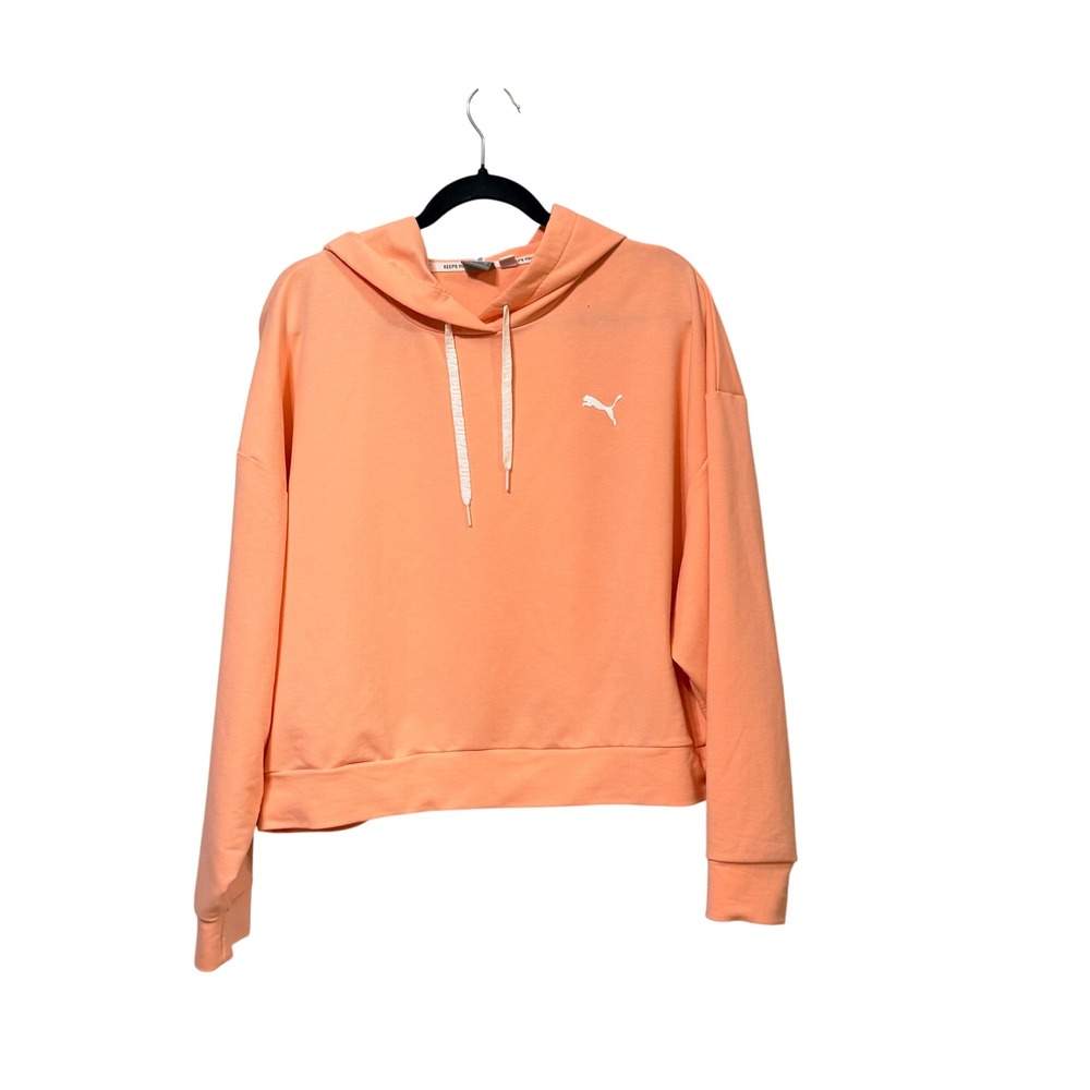 Puma Womens XL Peach Apricot Cropped Hoodie Long Sleeve Pullover 846115-26